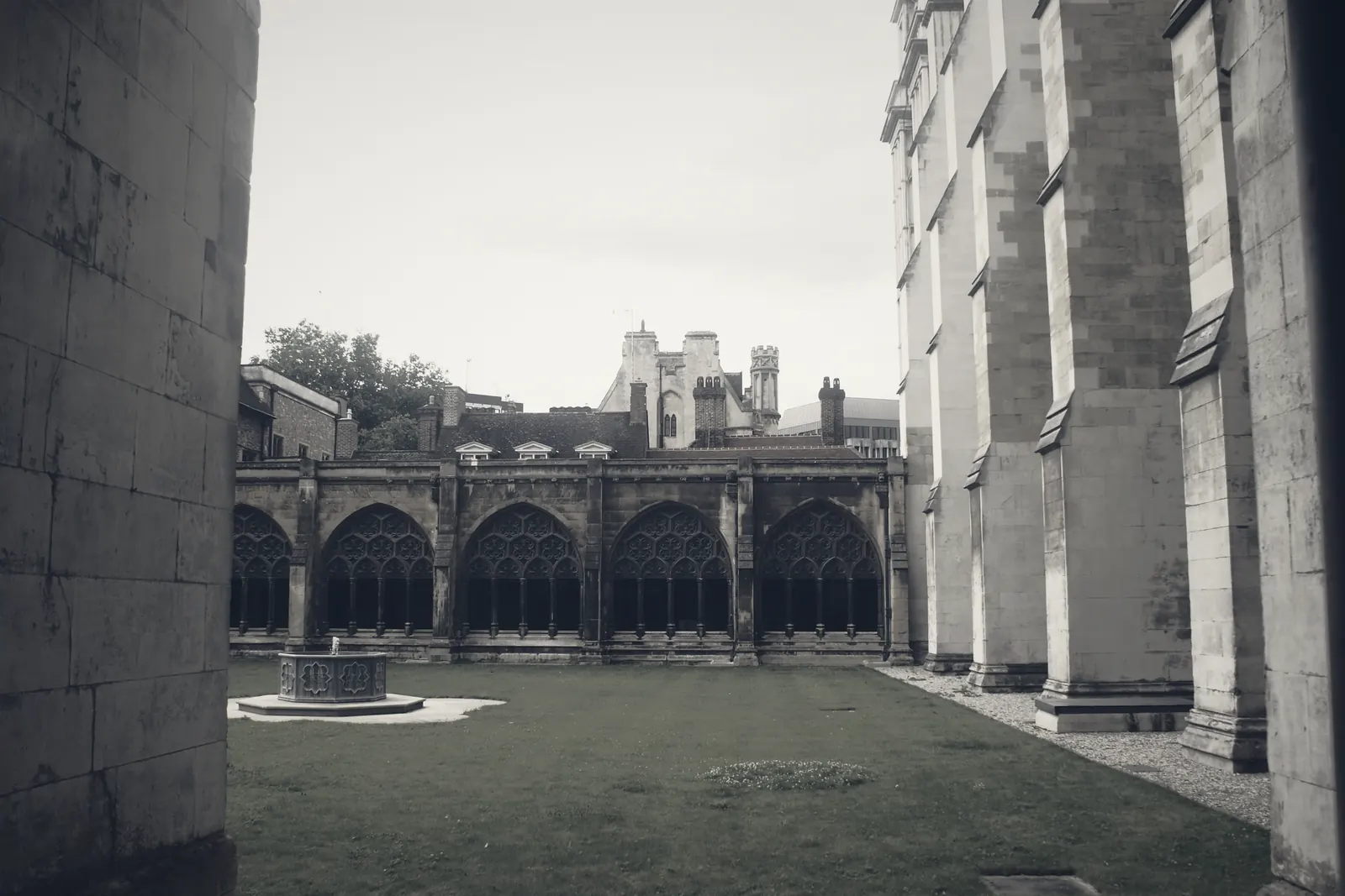 A cloister arcade opening onto a courtyard