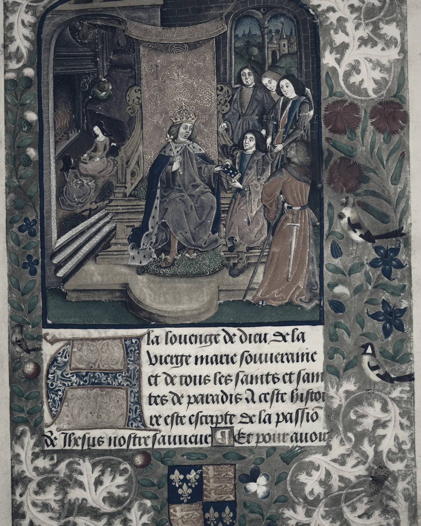An illuminated manuscript leaf